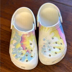 Crocs brand Kids Tie-Dye Slip-On Clogs - White Multicolor